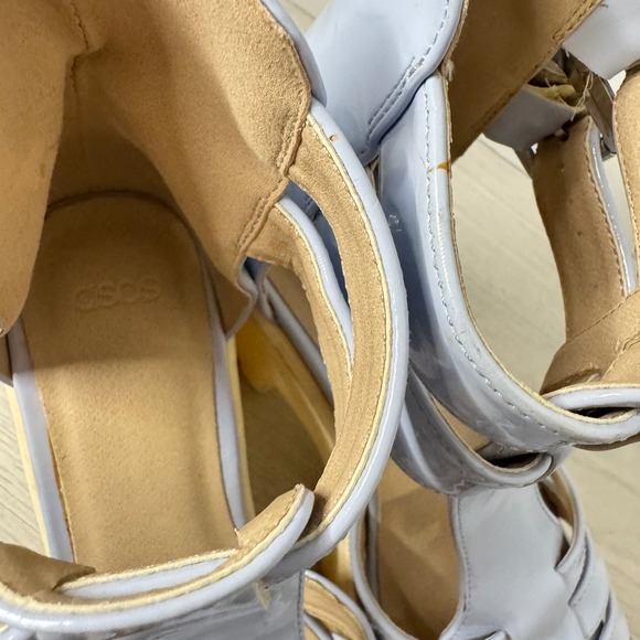 ASOS Light Blue‎ Platform Chunky Heel Cage Gladiator Sandals Size 4 - Picture 5 of 7